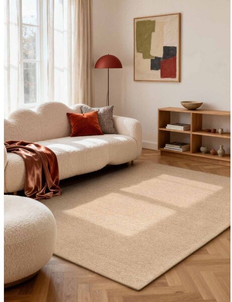 Ръчно изработен вълнен килим в естествен цвят 140x200 cm Puristic Knots – Elle Decoration