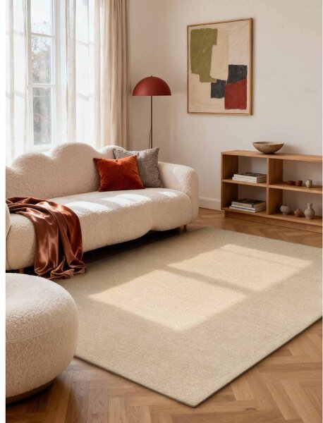 Бежов ръчно изработен вълнен килим 140x200 cm Puristic Knots – Elle Decoration