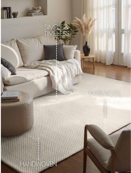 Кремав ръчно изработен вълнен килим 140x200 cm Lyon Beans – Elle Decoration