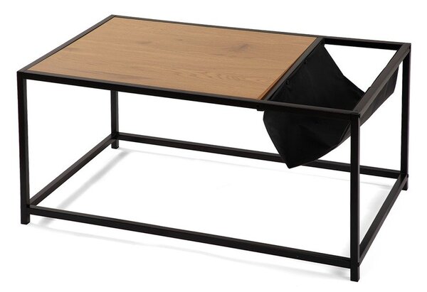 Черна/в естествен цвят масичка за кафе от декор от дъб 60x99 cm Bayen – Bonami Essentials