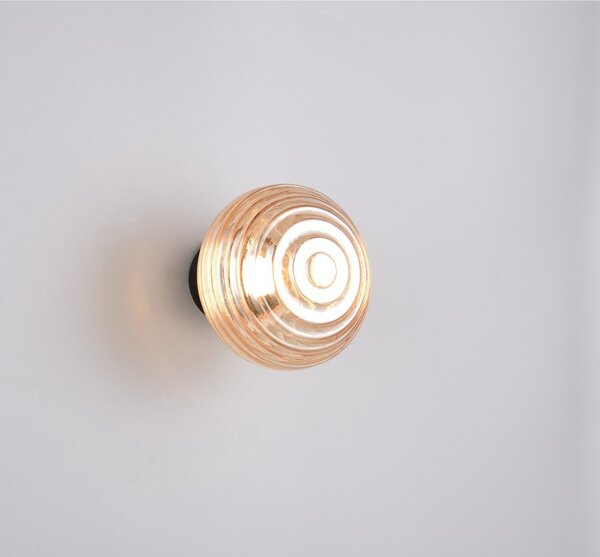 Стъклена LED стенна лампа с USB в кехлибарен цвят ø 15,5 cm Earl – Reality