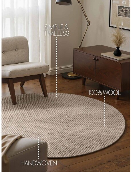 Бежов ръчно изработен вълнен кръгъл килим ø 160 cm Lyon Beans – Elle Decoration