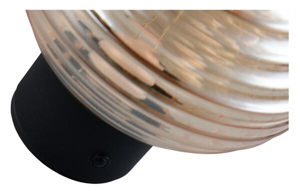 Стъклена LED стенна лампа с USB в кехлибарен цвят ø 15,5 cm Earl – Reality