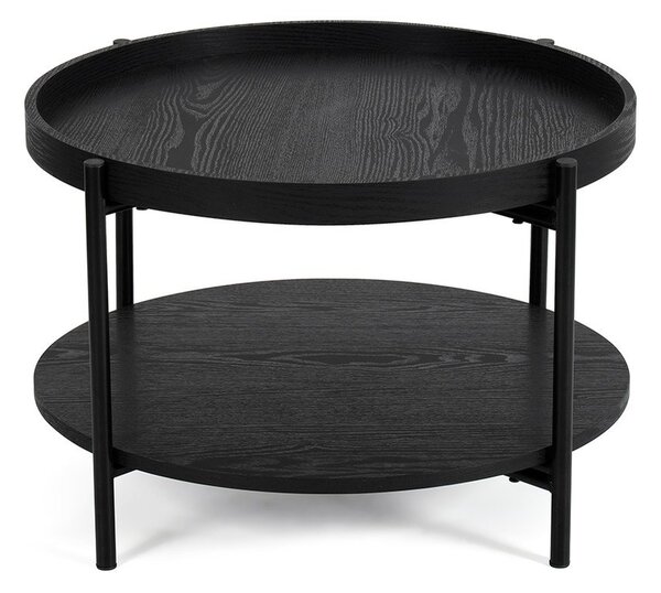 Черна кръгла масичка за кафе от декор от дъб ø 64 cm Hagen – Bonami Essentials