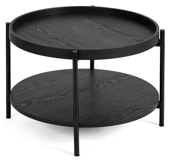 Черна кръгла масичка за кафе от декор от дъб ø 64 cm Hagen – Bonami Essentials