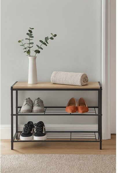 Черна стоманена стойка за обувки 63x44x30 cm Asten – Bonami Essentials