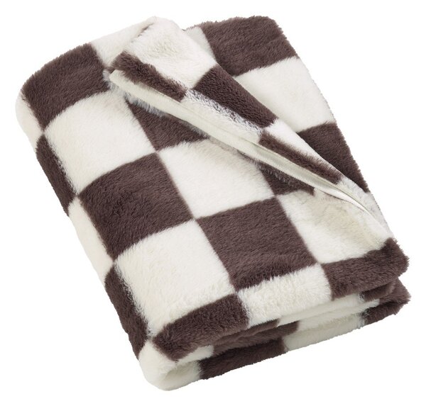 Бяло/тъмнокафяво одеяло 130x170 cm Cosy Soft Checkerboard – Catherine Lansfield
