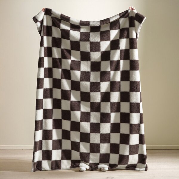 Бяло/тъмнокафяво одеяло 130x170 cm Cosy Soft Checkerboard – Catherine Lansfield