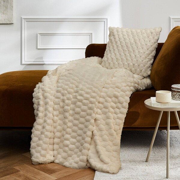 Одеяло от микроплюш в цвят слонова кост 180x220 cm Frosty – douceur d'intérieur