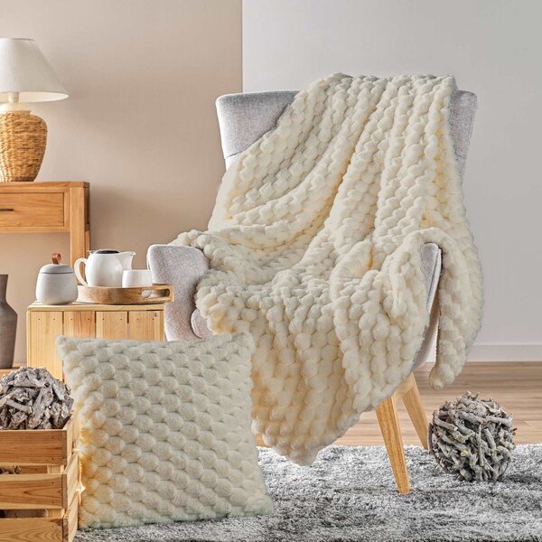 Одеяло от микроплюш в цвят слонова кост 180x220 cm Frosty – douceur d'intérieur