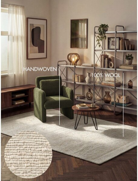 Кремав ръчно изработен вълнен килим 80x150 cm Bexley Woolwich – Ted Baker