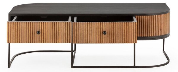 Масичка за кафе от масивно манго в естествен цвят 60x120 cm Curve – MOME