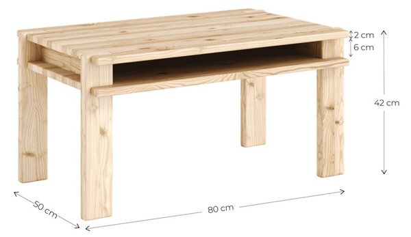 Масичка за кафе от масивен бор в светло естествен цвят 50x80 cm Tuck – Karup