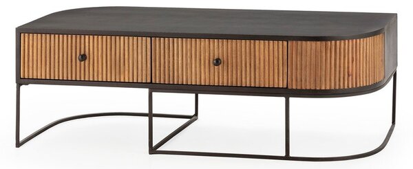 Масичка за кафе от масивно манго в естествен цвят 60x120 cm Curve – MOME