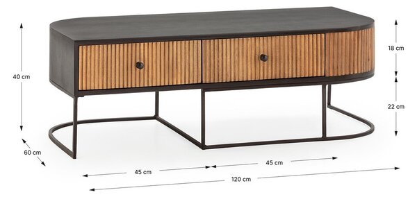 Масичка за кафе от масивно манго в естествен цвят 60x120 cm Curve – MOME