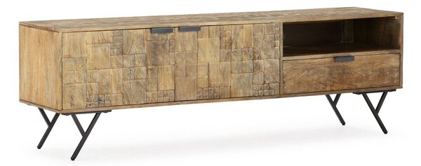 Маса за телевизор от масивно манго в естествен цвят 175x55x40 cm Priya – MOME
