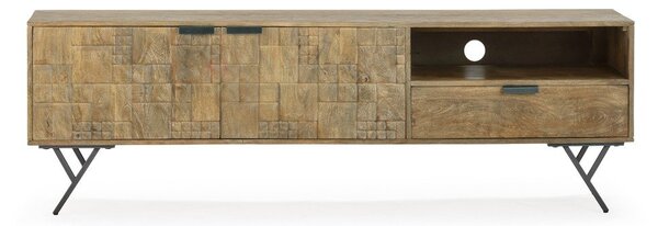 Маса за телевизор от масивно манго в естествен цвят 175x55x40 cm Priya – MOME