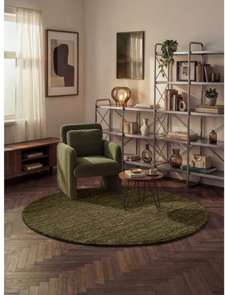 Тъмнозелен ръчно изработен вълнен кръгъл килим ø 160 cm Bexley Woolwich – Ted Baker