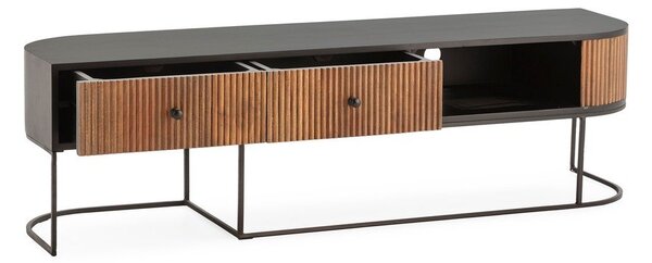 Маса за телевизор от масивно манго в естествен цвят 160x45x40 cm Curve – MOME