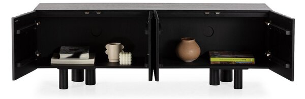 Черна маса за телевизор от масивно манго 160x55x40 cm Tamira – MOME