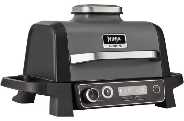 Електрическа скара опушвач Ninja OG701EU, 2400W, До 260C, Вътрепно аминово керамично покритие, Woodfire, Сив