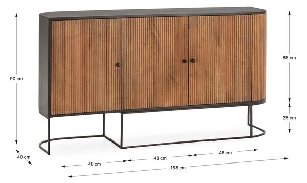 Скрин от масивно манго в естествен цвят 165x90x40 cm Curve – MOME