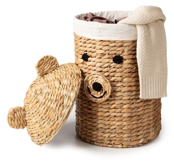 Детска кошница за играчки от воден зюмбюл естествена ø 30x56 cm Bear – Compactor
