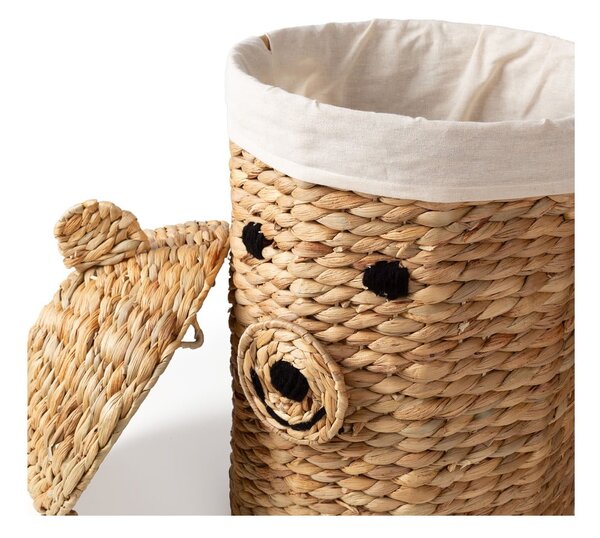 Детска кошница за играчки от воден зюмбюл естествена ø 30x56 cm Bear – Compactor