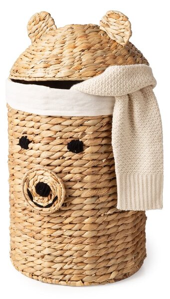 Детска кошница за играчки от воден зюмбюл естествена ø 30x56 cm Bear – Compactor