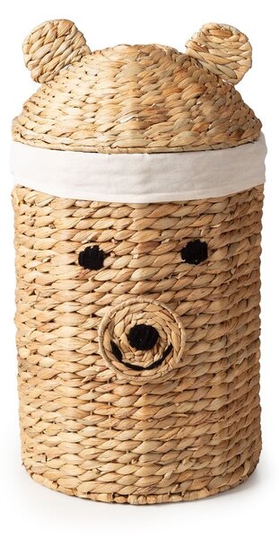 Детска кошница за играчки от воден зюмбюл естествена ø 30x56 cm Bear – Compactor