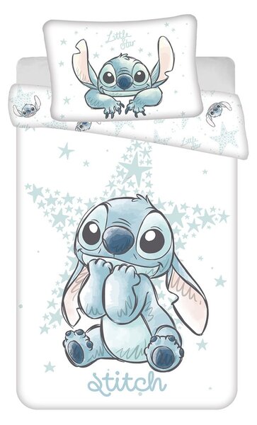 Бяло памучно детско спално бельо 100x135 cm Lilo and Stitch "White Star" – Jerry Fabrics