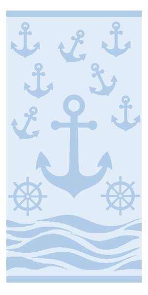 Светлосиня памучна плажна кърпа от тери 70x140 cm Anchor – B.E.S