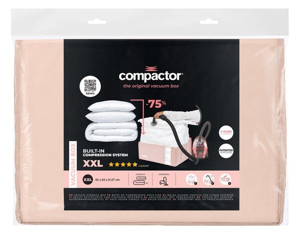 Вакуумна пластмасова кутия за съхранение на дрехи 65x45x27 cm Pink Edition – Compactor