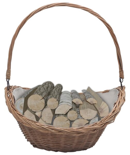 VidaXL 286987 Firewood Basket with Handle 57x46,5x52 cm Brown Willow