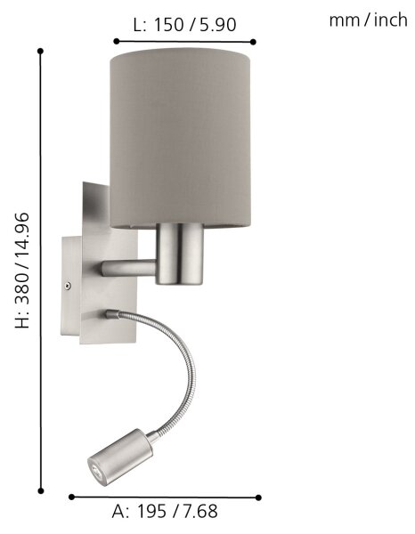 Eglo 96478 - LED гъвкаво осветление PASTERI 1xE27/40W+LED/3,8W taupe