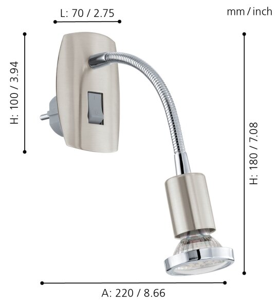 Eglo 902366 - LED осветително тяло за контакт MINI 1xGU10/2,8W/230V матов хром