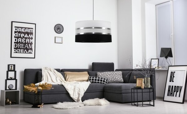 Полилей на верижка CORAL 1xE27/60W/230V чернобяла
