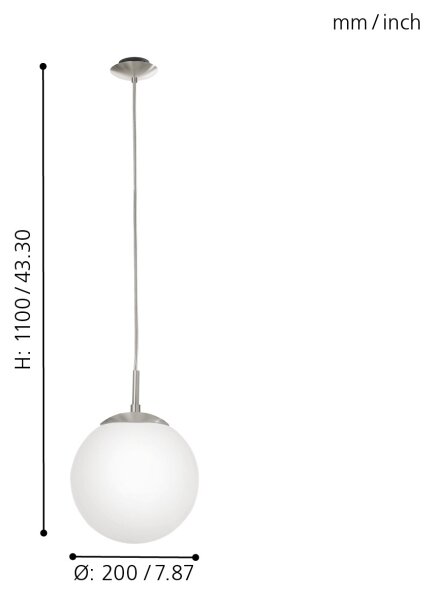 EGLO 85261 - Пендел RONDO 1xE27/60W/230V Ø 20 см