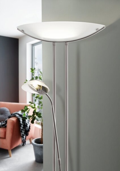 EGLO 85971 - Димируема подова лампа BAYA 1xR7s/230W+1xG9/33W матов хром
