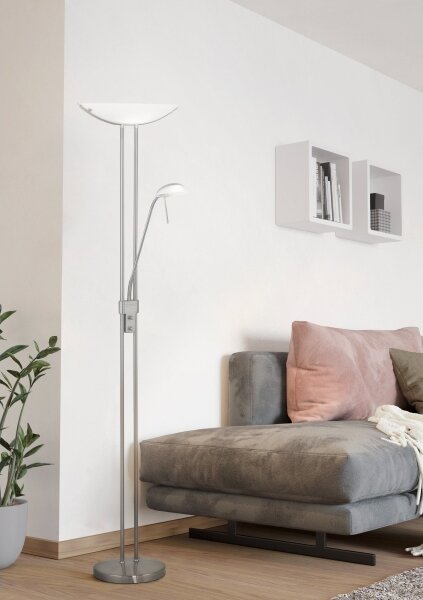 EGLO 85971 - Димируема подова лампа BAYA 1xR7s/230W+1xG9/33W матов хром