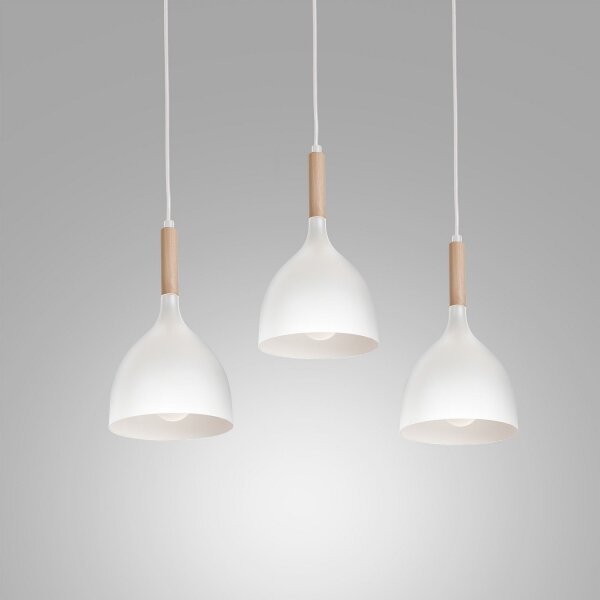 Пендел NOAK WOOD 3xE27/15W/230V бял/бук