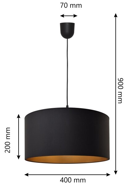 Висящ полилей ALBA 1xE27/15W/230V Ø 40 см черен/златист