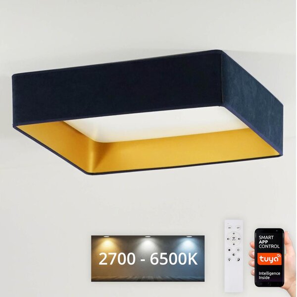 Brilagi-LED Димируемо осветително тяло VELVET SQUARE LED/36W/230V Wi-Fi Tuya+дистанционно управление тъмносиньо