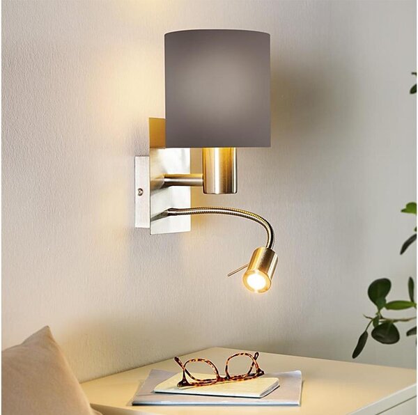 Eglo 96481 - LED гъвкаво осветление PASTERI 1xE27/40W+LED/3,8W сиво