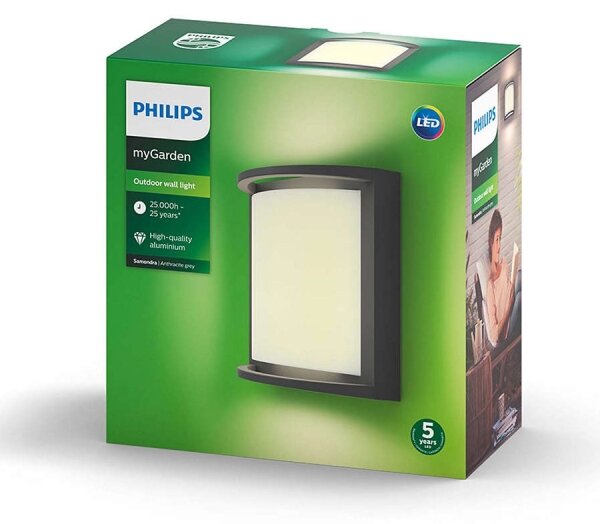 Philips 17391/93/P0 - LED Екстериорен аплик SAMONDRA LED/12W IP44