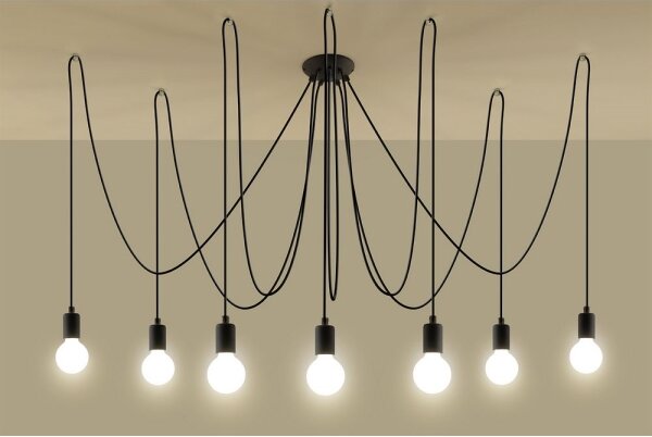 Sollux SL.0372 - Пендел EDISON 7 7xE27/60W/230V паяк черен