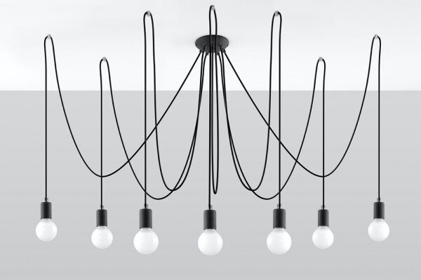 Sollux SL.0372 - Пендел EDISON 7 7xE27/60W/230V паяк черен