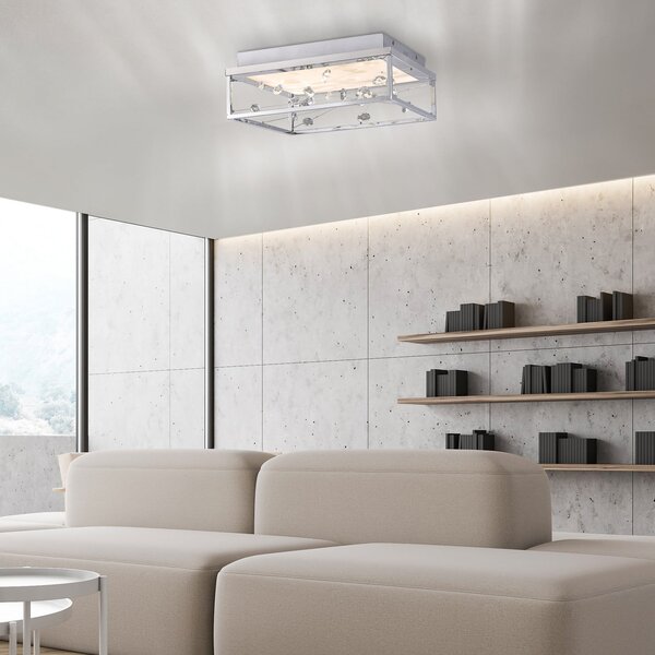Paul Neuhaus LED таванна лампа SKINA, хром, 40 см, CCT, с регулиране на яркостта,, Затъмняване, Хром, Дневна/трапезария, Метал, Модерен
