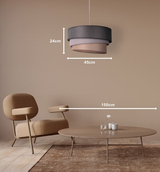 Duolla - Пендел TRIO 1xE27/40W/230V Ø 45 см антрацит/сив/кафяв