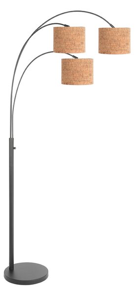 Steinhauer Стелажна лампа Sparkled Light, черна/кафява, 180 cm, корк, 3-fl., Кафяв / ръждив, Дневна/трапезария, Други материали, Модерен